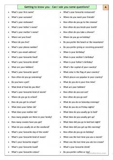 Conversation Questions - Getting to know you - Elementary worksheet - Free ESL printable worksheets made by teachers