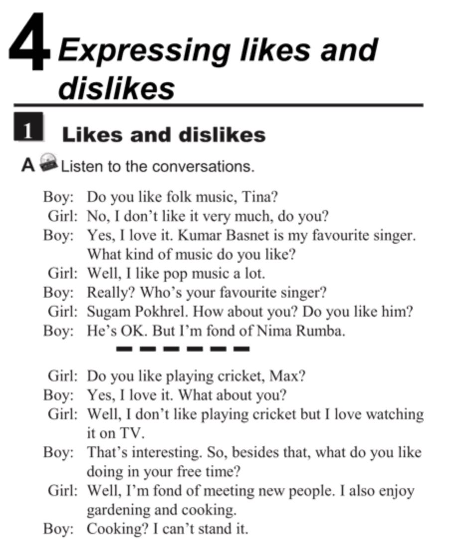 Expressing likes and dislikes – likes and dislikes | English Language Course