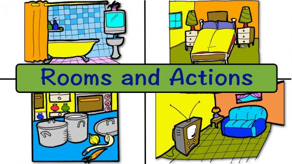 Rooms and Actions | At Home | Easy English Conversation Practice | ESL | EFL - YouTube