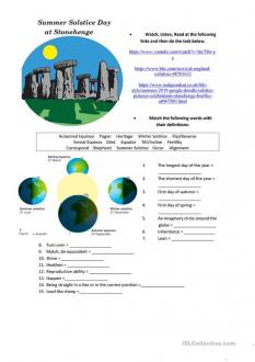 Summer Solstice at Stonehenge worksheet - Free ESL printable worksheets made by teachers