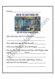 Where the Wild Things Are? - ESL worksheet by skittles