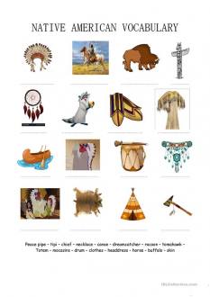Native Americans Vocabulary - English ESL Worksheets