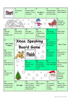 Board Game - Christmas & Santa - English ESL Worksheets
