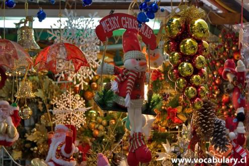 Christmas Traditions English Vocabulary - Santa Claus, Trees, Gifts, Food, Carols, Cards.