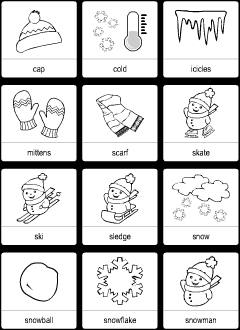 Winter vocabulary for kids learning English | Printable resources