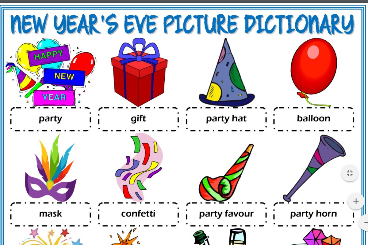 New Year's Eve ESL Printable Vocabulary Worksheets
