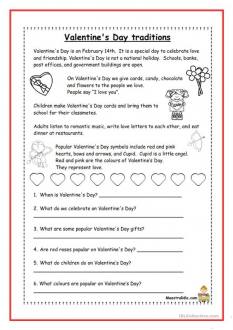 Valentine's day traditions - English ESL Worksheets