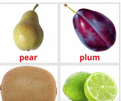 20 Realistic Fruits Flashcards