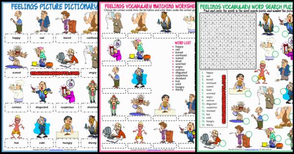 Feelings ESL Printable Vocabulary Worksheets