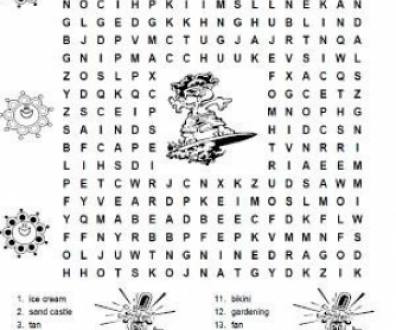 Summer Wordsearch Puzzle