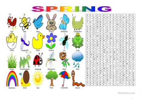 SPRING Vocabulary (Wordsearch puzzle) - English ESL Worksheets for distance learning and physical classrooms