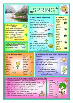 Spring - English ESL Worksheets for distance learning and physical classrooms
