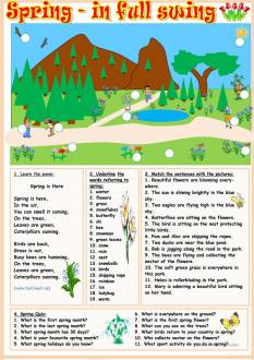 Spring-in full swing - English ESL Worksheets for distance learning and physical classrooms