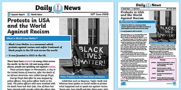 FREE! - UKS2 Black Lives Matter Protests Daily News Story