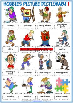 Hobbies ESL Printable Picture Dictionary Worksheets For Kids