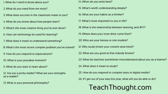 26 Questions to Ask Students in The First Week of School | Educational Technology and Mobile Learning