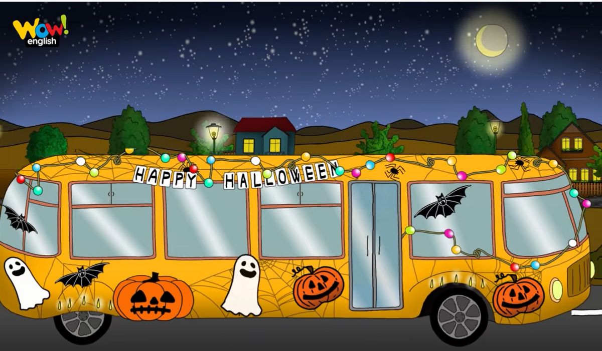 Wheels on the Bus Halloween Party from Steve and Maggie Finger Family for Kids | Wow English TV - YouTube