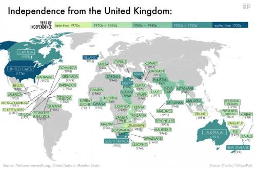 This map shows all the countries that have declared their independence from the United Kingdom | Salon.com