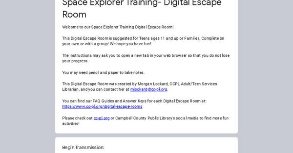Space Explorer Training- Digital Escape Room