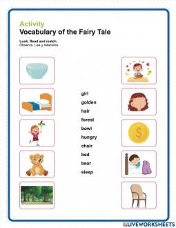 Match vocabulary of a fairy tale worksheet