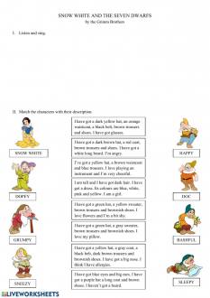 Snow White and the Seven Dwarfs worksheet