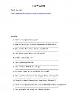 Snow white read along worksheet