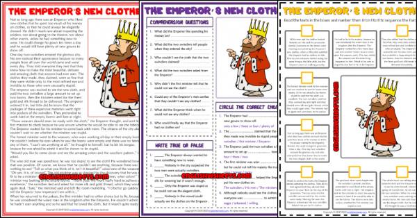 The Emperor's New Clothes ESL Reading Comprehension Worksheets