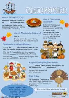 Thanksgiving worksheets and online exercises