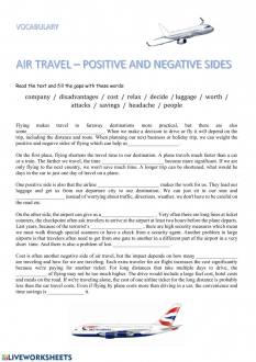 Air travel Pros and cons worksheet