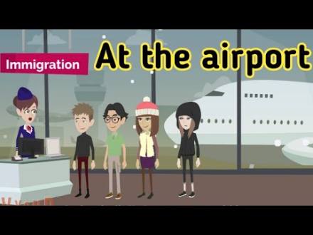 At the airport English conversation | Travel English | Immigration English | Sunshine English - YouTube