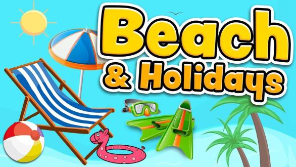 Beach and summer holidays vocabulary in English for kids - YouTube