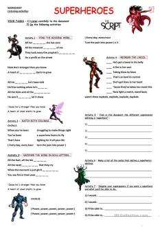 SUPERHEROES - The Script - English ESL Worksheets for distance learning and physical classrooms