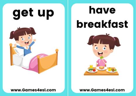 Daily Routine Flashcards | Games4esl