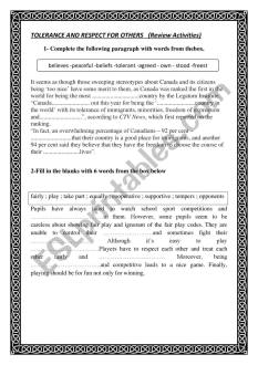 Tolerance And Respect for Others - ESL worksheet by laylouna
